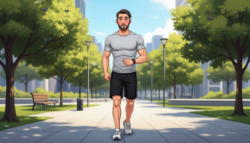 alt="شاب يرتدي ملابس رياضية، تي شيرت وشورت قصير"