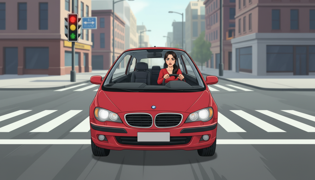 alt="إشارة المرور تتحول إلى اللون الأحمر"